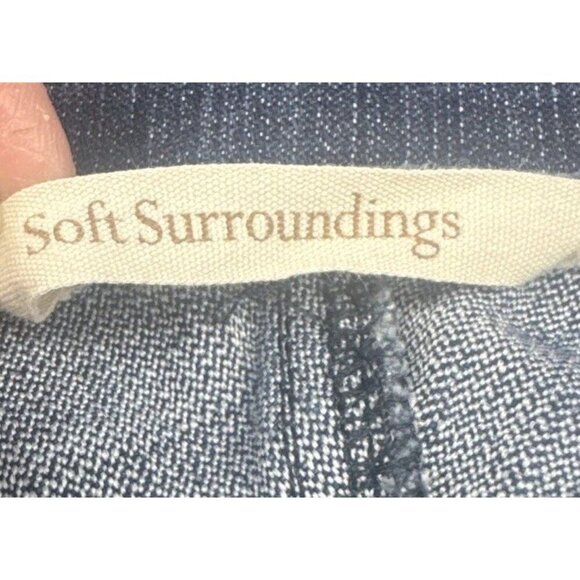 Soft Surroundings Women’s Dark Wash Blue Pull On Denim Crop Jeans Sz M Stretch - Picture 8 of 10